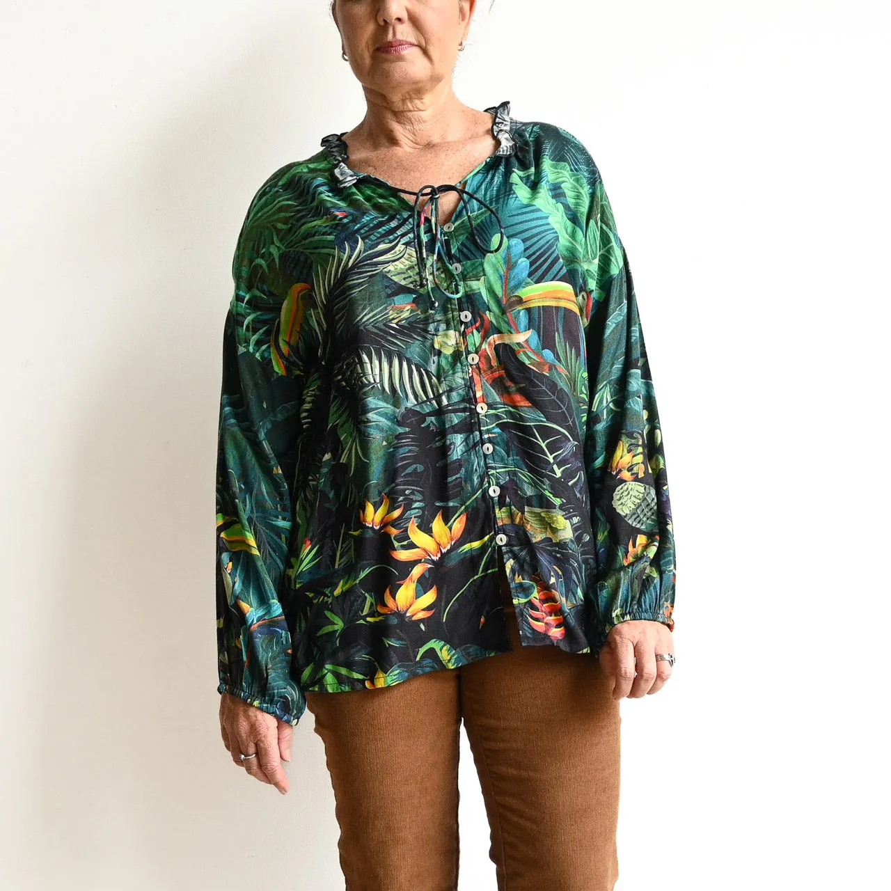 Vogue Button Through Blouse by Orientique Australia - Amazon - 72467