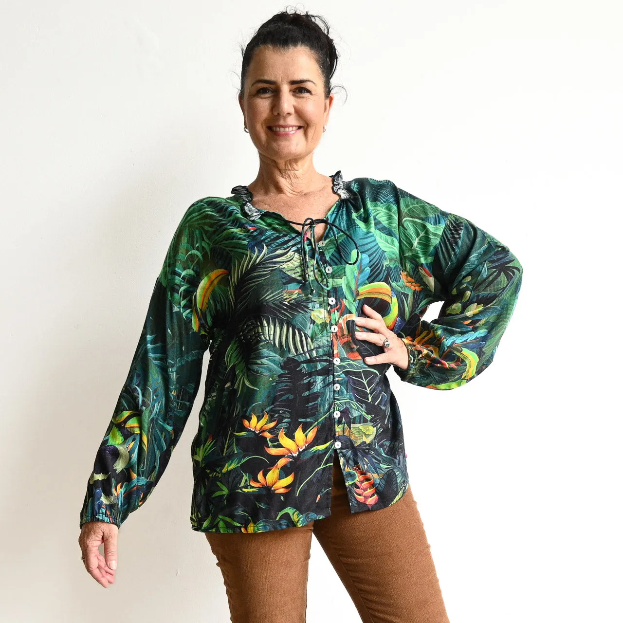 Vogue Button Through Blouse by Orientique Australia - Amazon - 72467