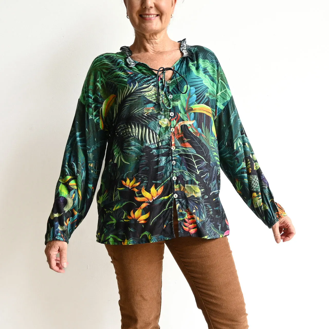 Vogue Button Through Blouse by Orientique Australia - Amazon - 72467