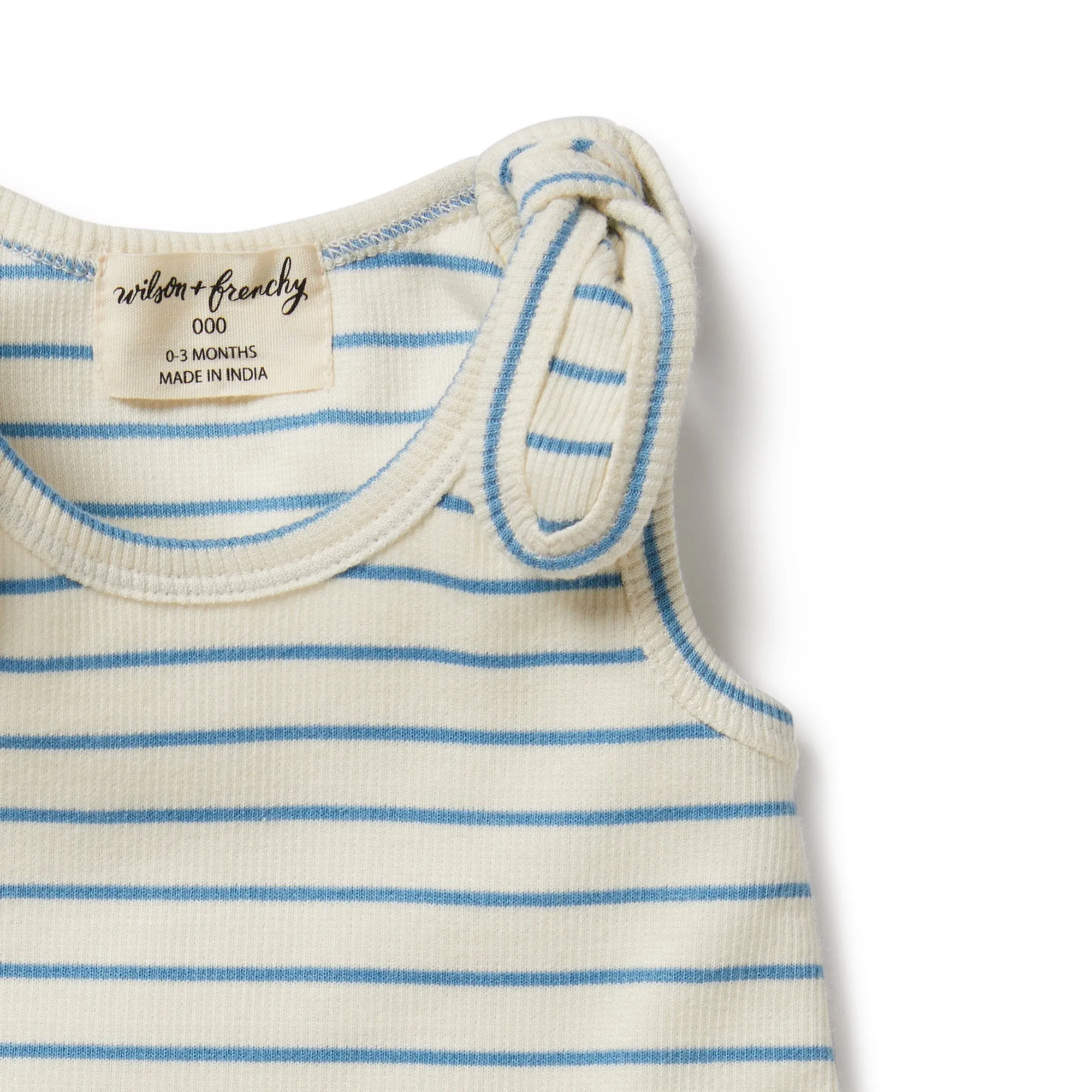 Wilson and Frenchy Petit Blue Organic Tie Singlet